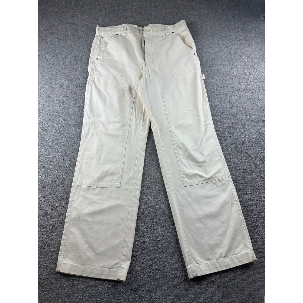 BDG Carpenter Pants Women 32 White Straight Leg‎ Relaxed Cotton Workwear Utility